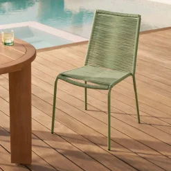 Zina Outdoor Stackable Dining Chair - Khaki Green