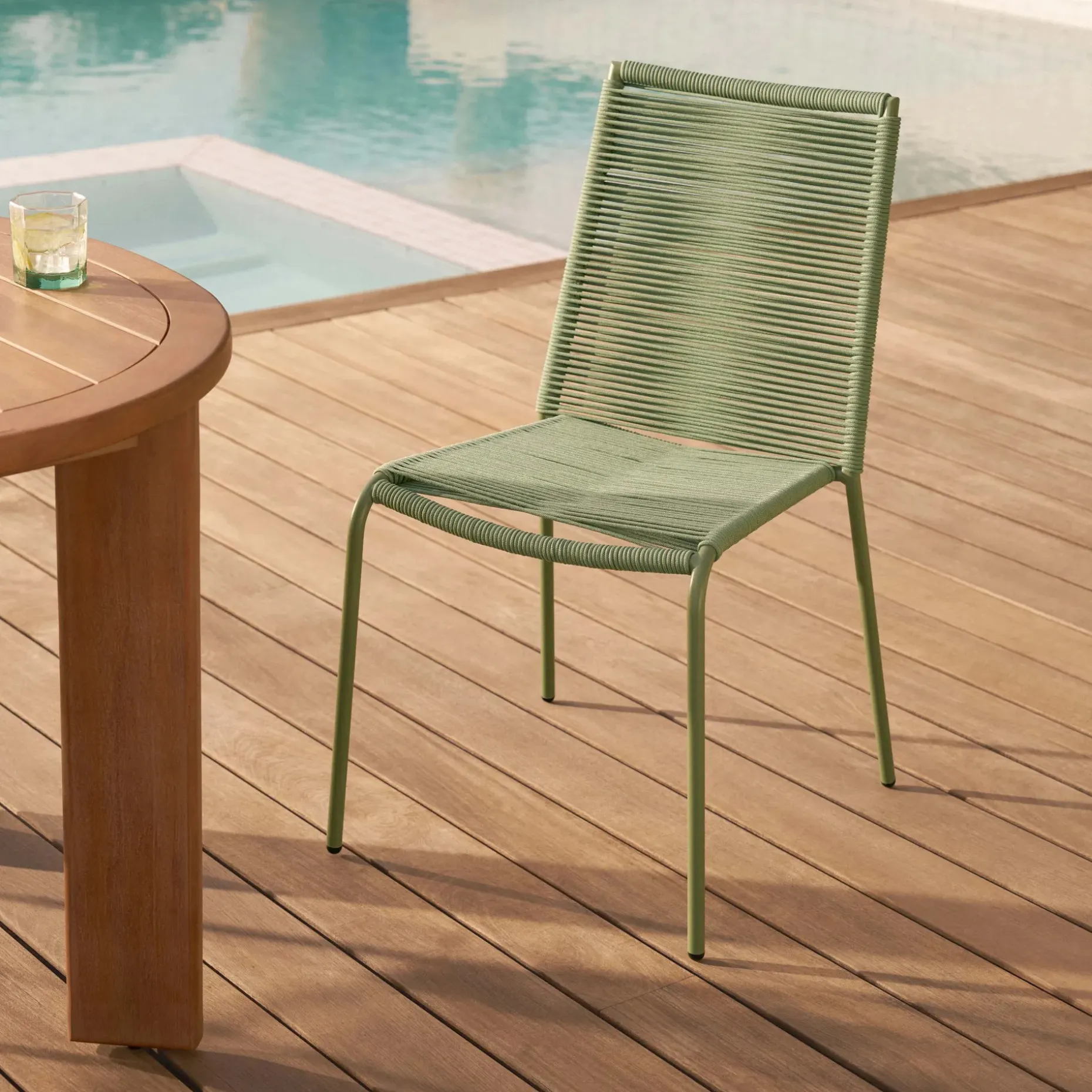 Zina Outdoor Stackable Dining Chair - Khaki Green