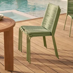 Zina Outdoor Stackable Dining Chair - Khaki Green