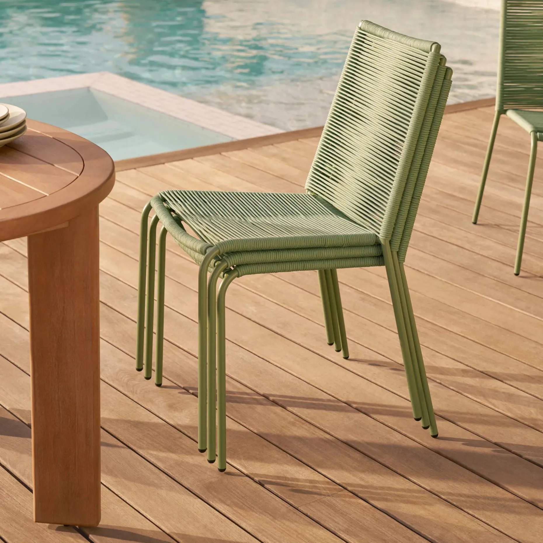 Zina Outdoor Stackable Dining Chair - Khaki Green