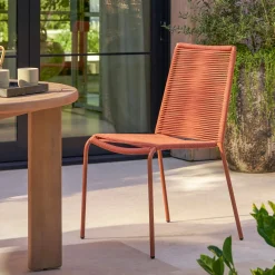 Zina Outdoor Stackable Dining Chair - Ochre Brown