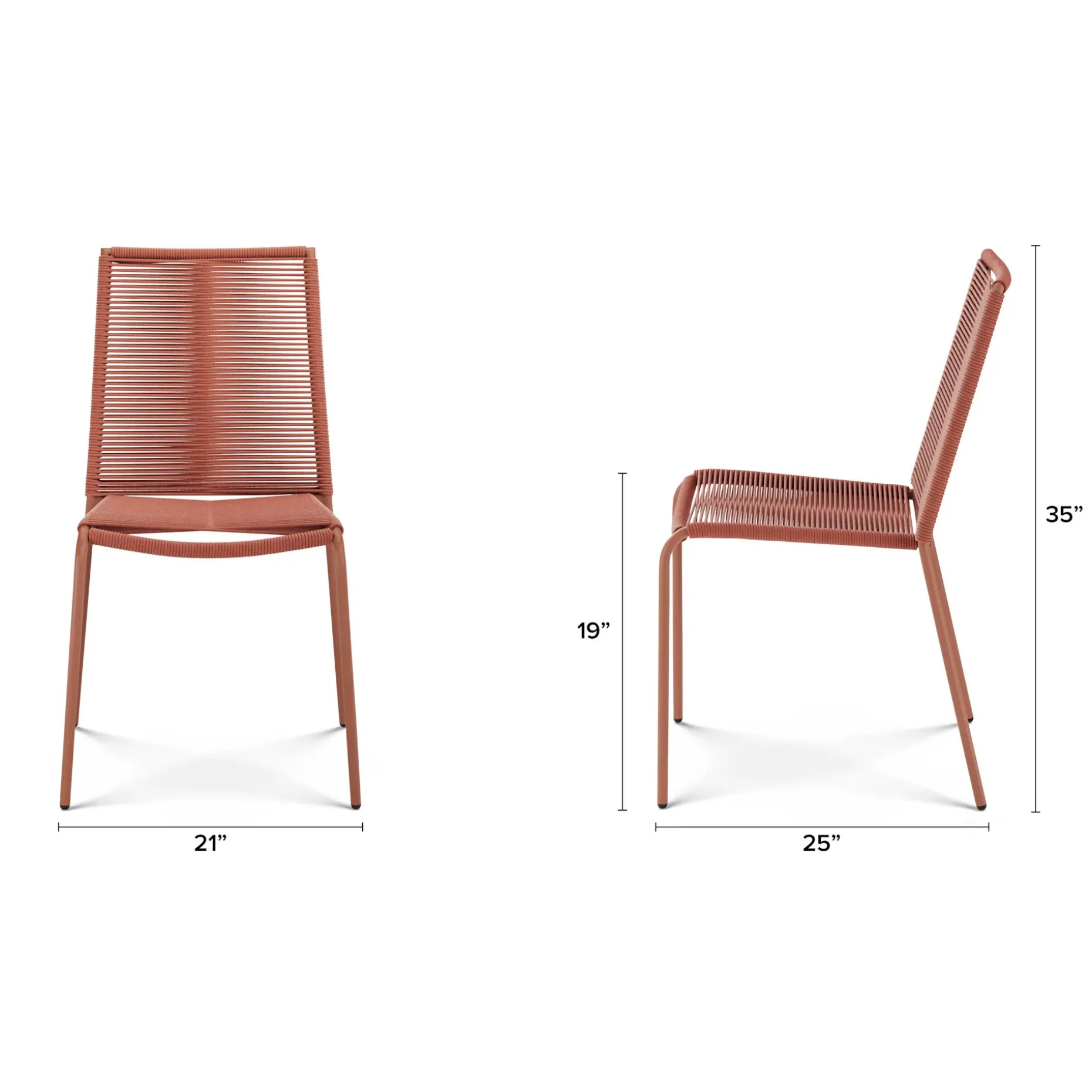 Zina Outdoor Stackable Dining Chair - Ochre Brown
