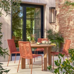 Zina Outdoor Stackable Dining Chair - Ochre Brown