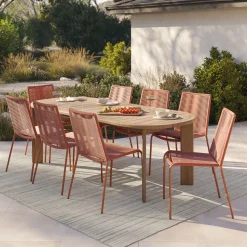 Zina Outdoor Stackable Dining Chair - Ochre Brown