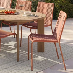 Zina Outdoor Stackable Dining Chair - Ochre Brown