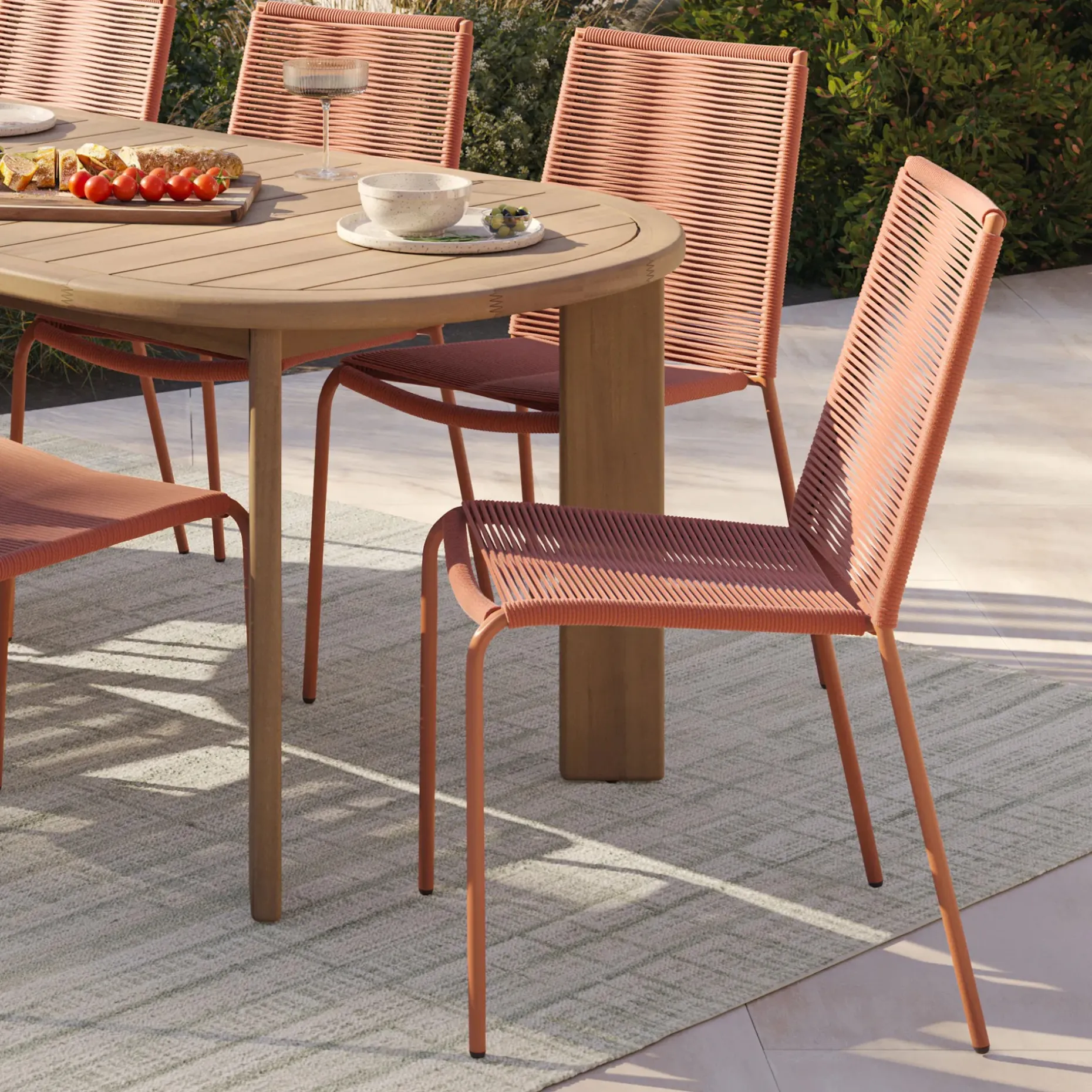 Zina Outdoor Stackable Dining Chair - Ochre Brown