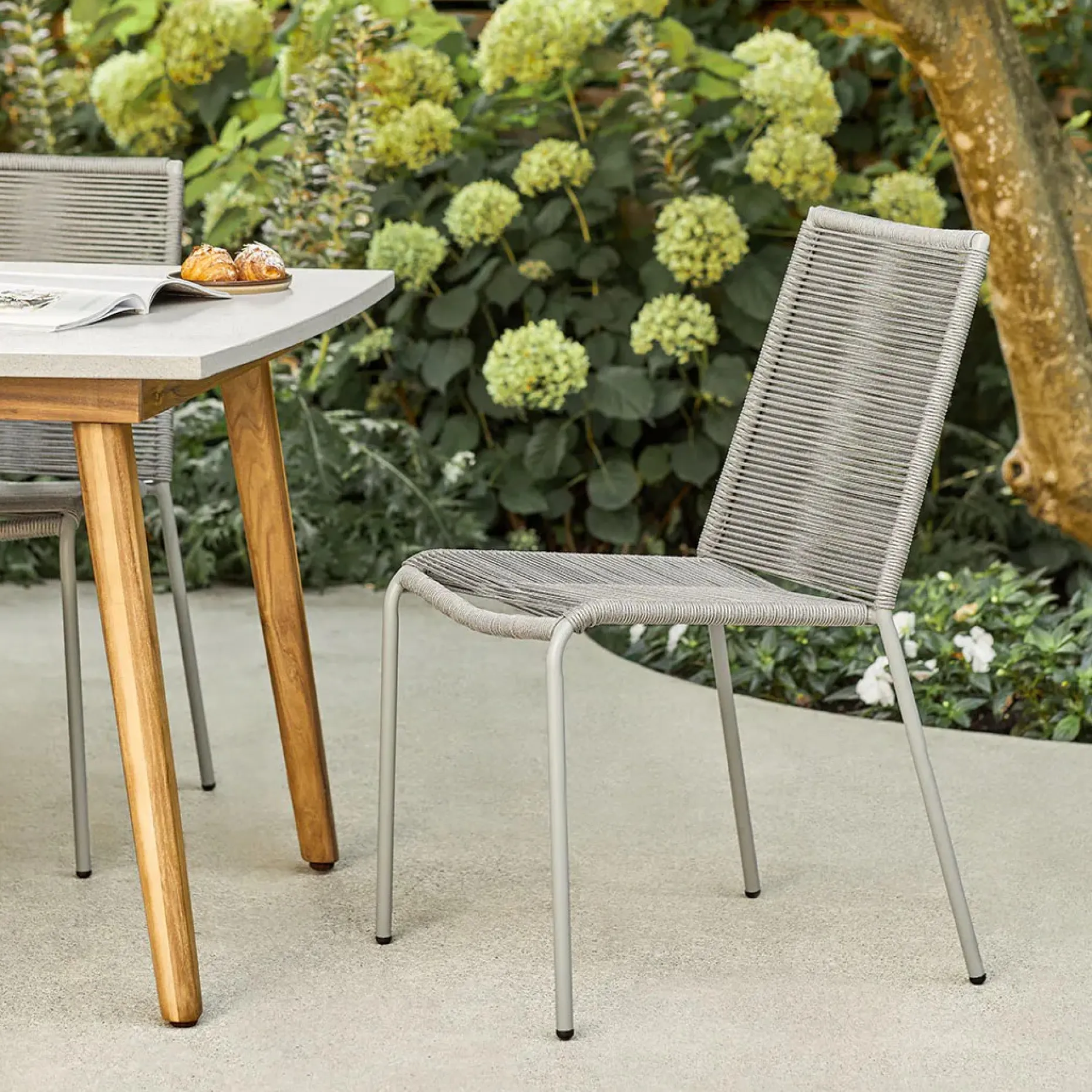 Zina Outdoor Stackable Dining Chair - Heathered Gray