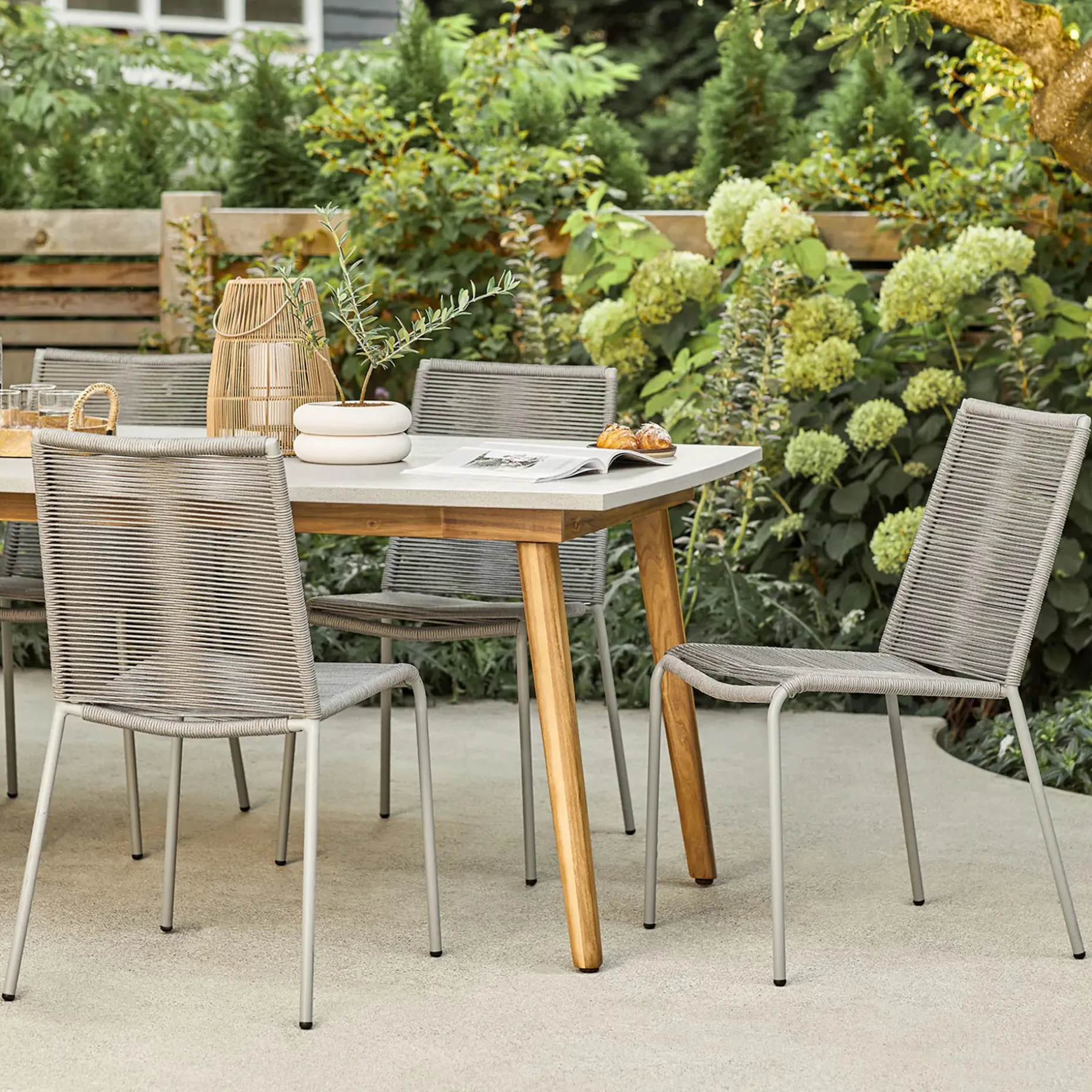 Zina Outdoor Stackable Dining Chair - Heathered Gray