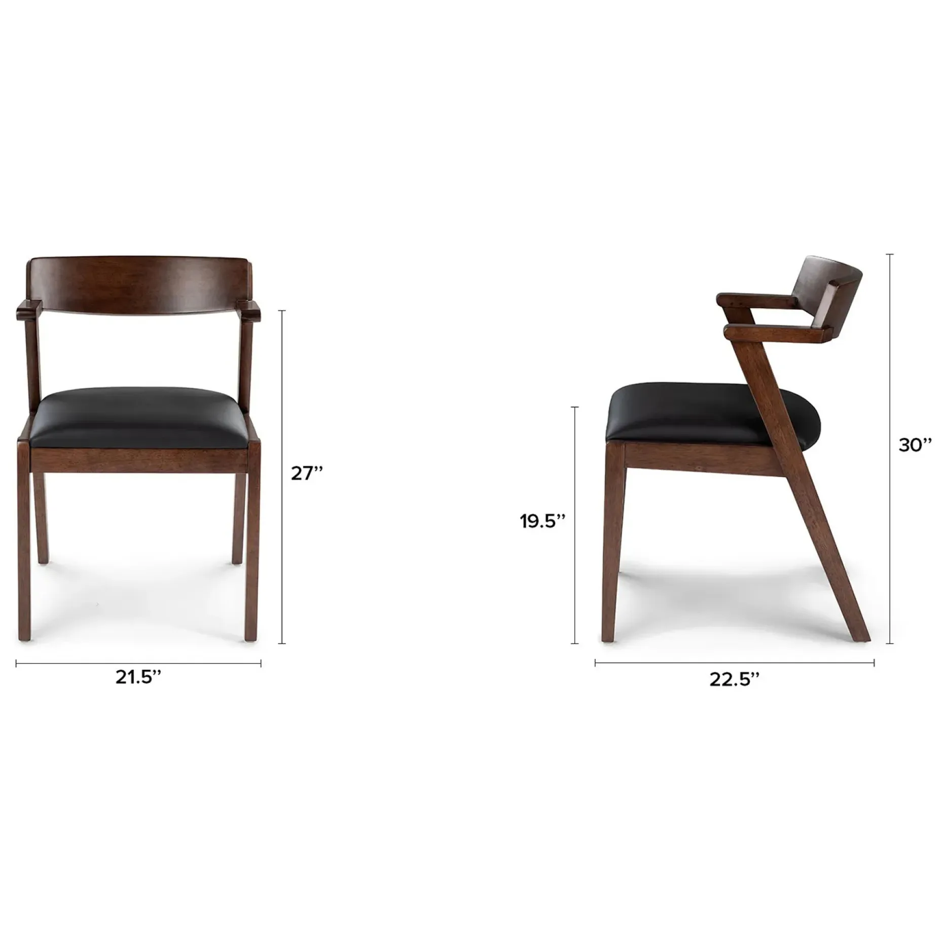 Zola Leather Dining Chair - Black